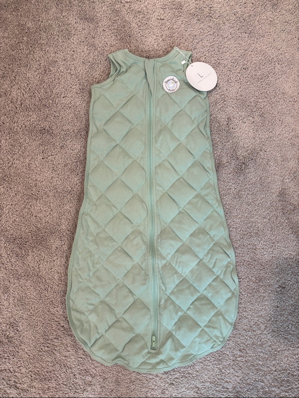 NWT Quilted Sage Green Dreamland Baby Weighted Sleep Sack - Front Zip
